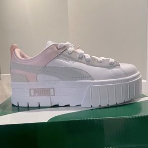New Womens PUMA Mayze Platform White/Pink Size:7